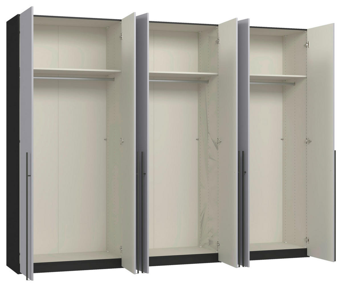 DREHTÜRENSCHRANK 303/236/59 cm,  in Schwarz, Hellgrau, 6-türig  - Titanfarben/Hellgrau, Design, Glas/Holzwerkstoff (303/236/59cm) - Jutzler
