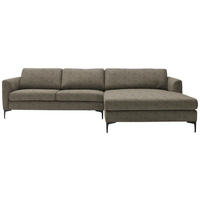 ECKSOFA in Flachgewebe Braun  310/195 cm  - Schwarz/Braun, Design, Textil/Metall (310/195cm) - Schöner Wohnen