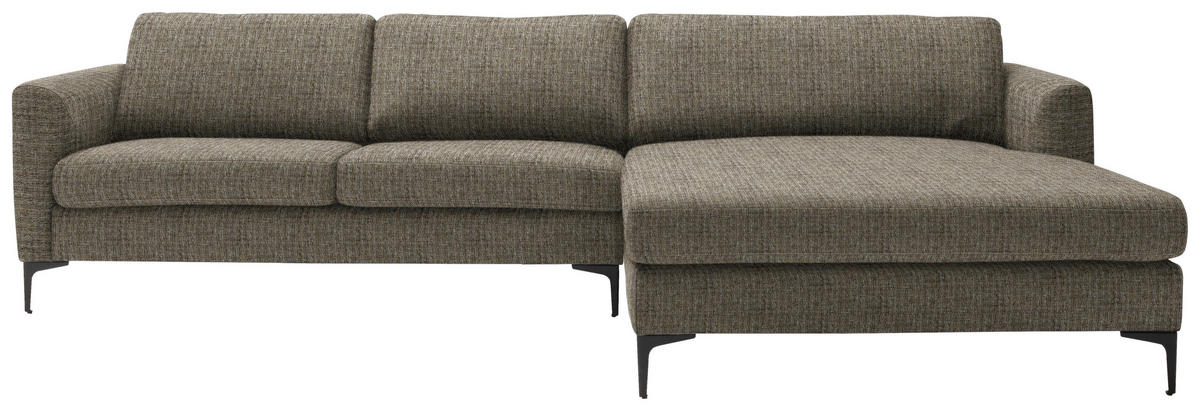 ECKSOFA in Flachgewebe Braun  310/195 cm  - Schwarz/Braun, Design, Textil/Metall (310/195cm) - Schöner Wohnen