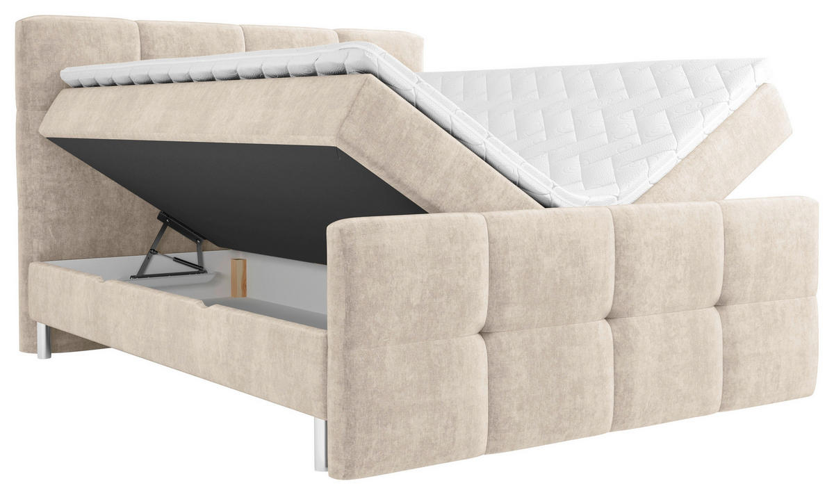 BOXBETT 180/200 cm  in Beige  - Chromfarben/Beige, Modern, Holz/Holzwerkstoff (180/200cm) - Esposa