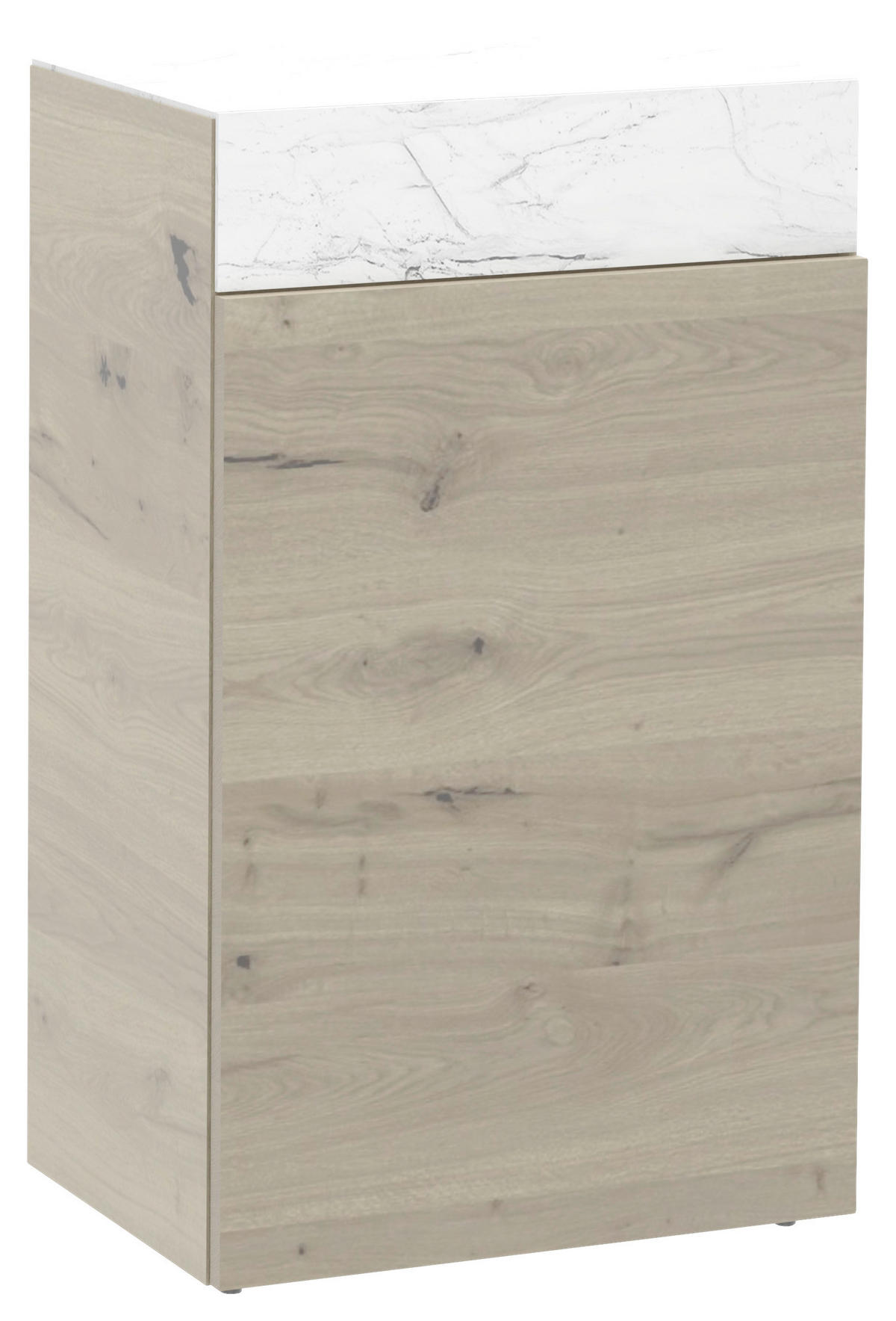 SCHUHSCHRANK Eiche furniert, massiv Weiß, Eichefarben  - Eichefarben/Weiß, Natur, Glas/Holz (64/106/42,6cm) - Voglauer