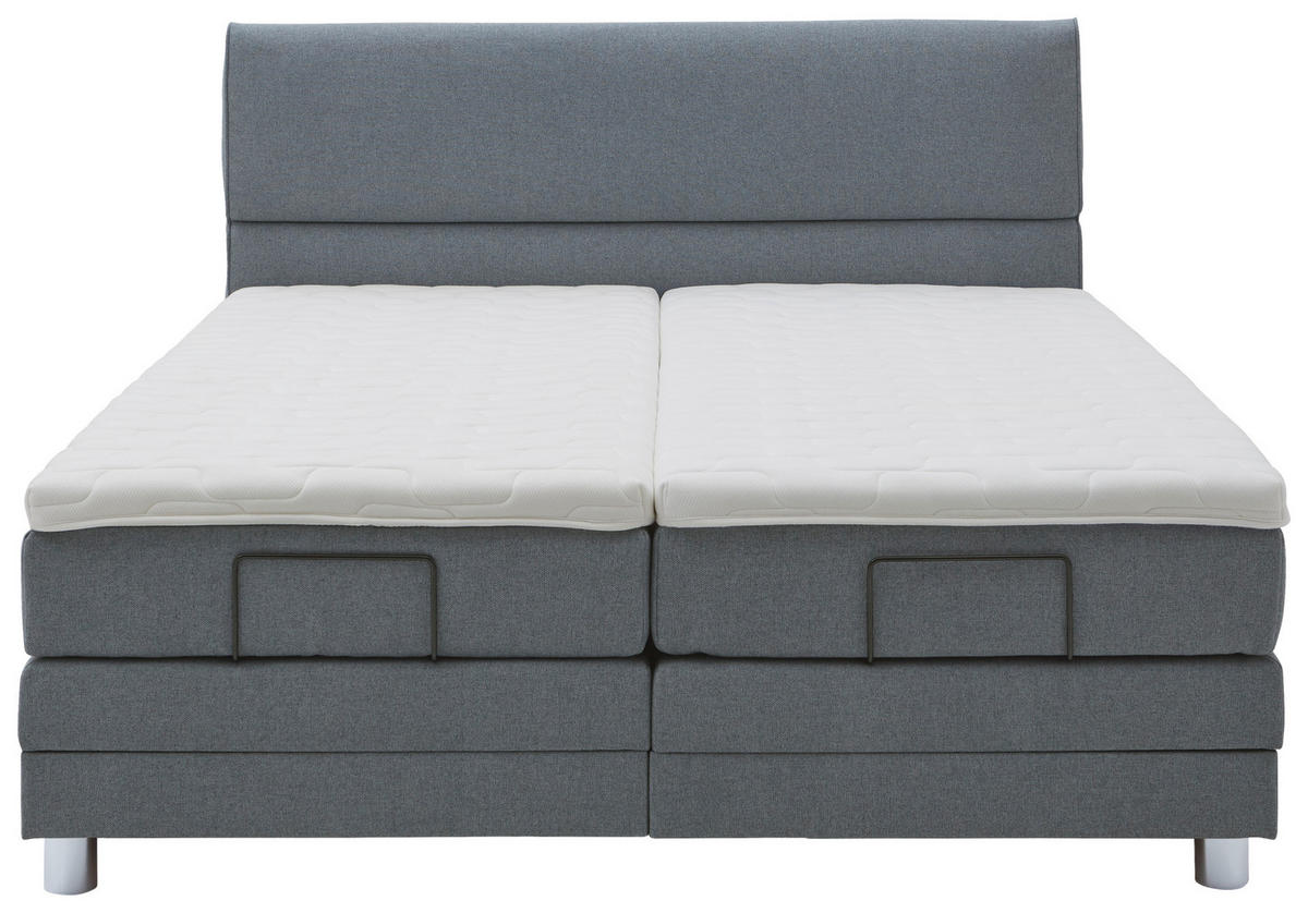 BOXSPRINGBETT 180/200 cm  in Graublau  - Chromfarben/Graublau, KONVENTIONELL, Holz/Kunststoff (180/200cm) - Voleo