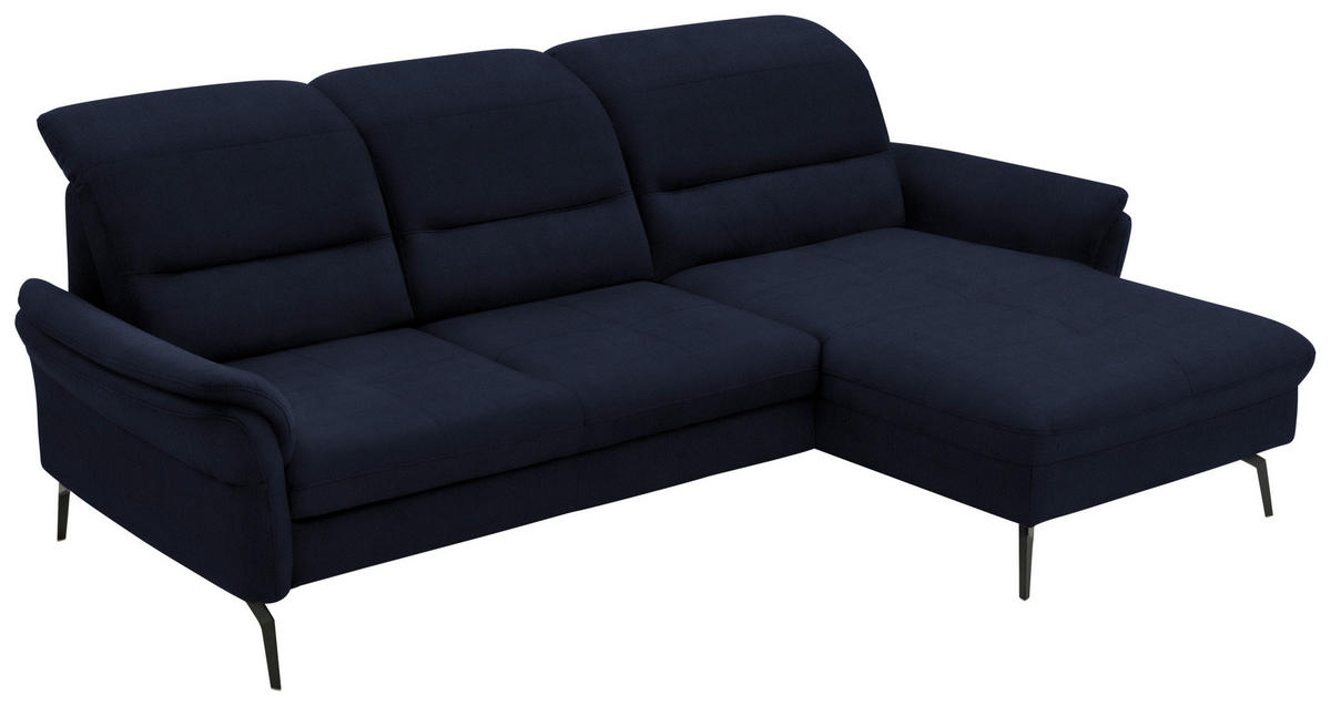 ECKSOFA in Flachgewebe Blau  260/181 cm  - Blau/Schwarz, KONVENTIONELL, Textil/Metall (260/181cm) - Beldomo Speed