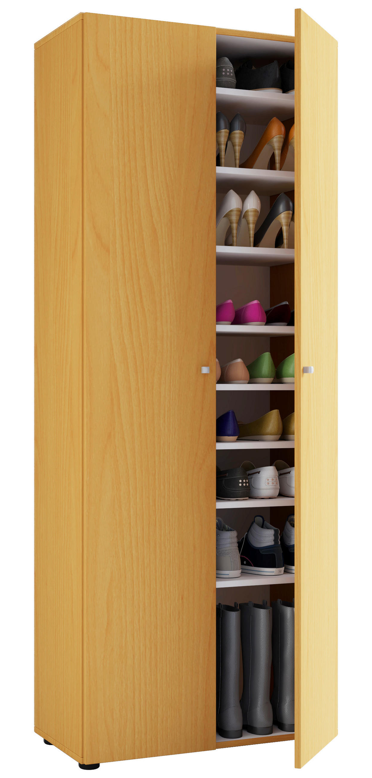 SCHUHSCHRANK Vandol  in 71/180/39 cm  - Buchefarben/Schwarz, Design, Holzwerkstoff/Kunststoff (71/180/39cm) - MID.YOU