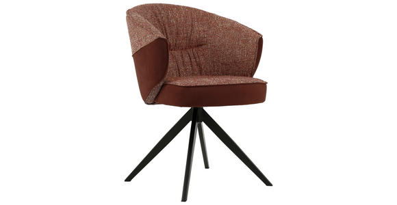 ARMLEHNSTUHL in Eisen Webstoff, Mikrofaser - Rot/Schwarz, Design, Textil/Metall (61/82,5/63cm) - Novel