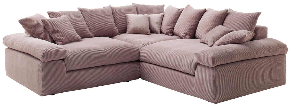 ECKSOFA Rosa Cord  - Schwarz/Rosa, Design, Kunststoff/Textil (284/284cm) - Carryhome