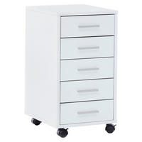 ROLLCONTAINER Weiß  - Silberfarben/Weiß, KONVENTIONELL, Holzwerkstoff/Kunststoff (33/63/38cm) - MID.YOU