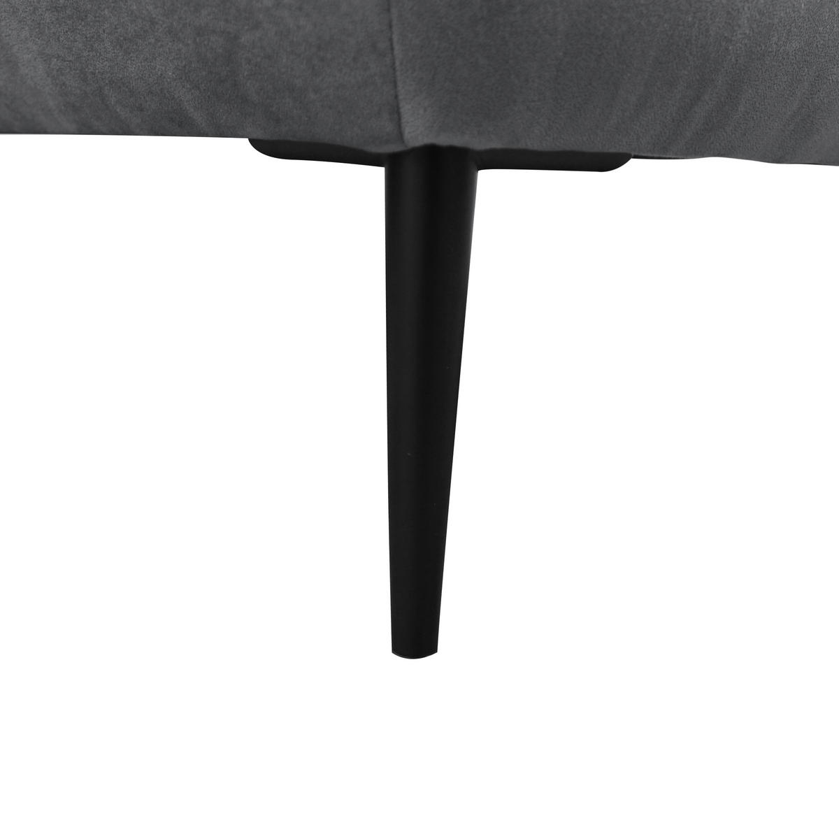 ECKSOFA Grau Velours  - Schwarz/Grau, Design, Textil/Metall (189/260cm) - MID.YOU