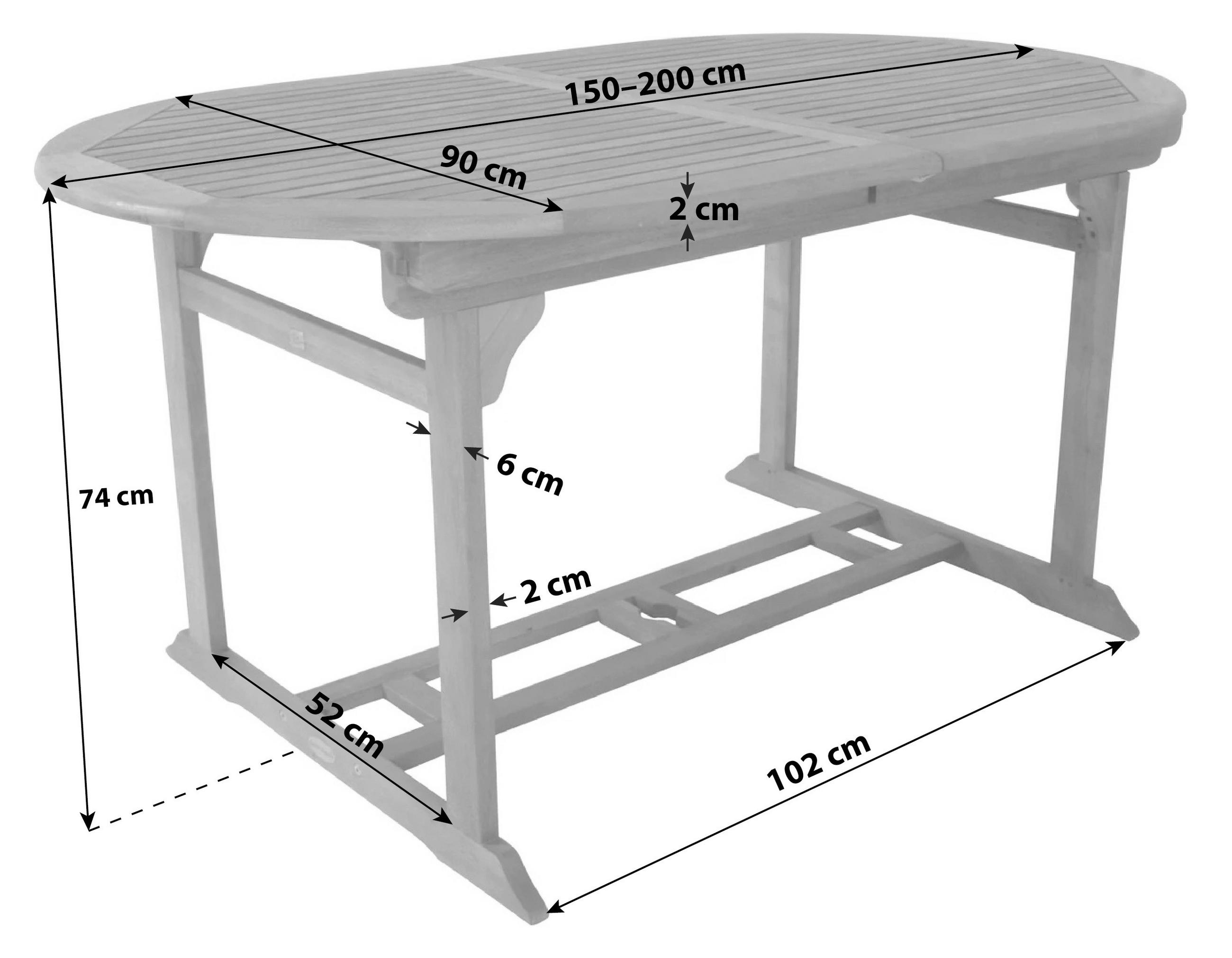 GARTENTISCH 150-200/90/74 cm Holz oval  - Braun, Basics, Holz (150-200/90/74cm) - Gardenson