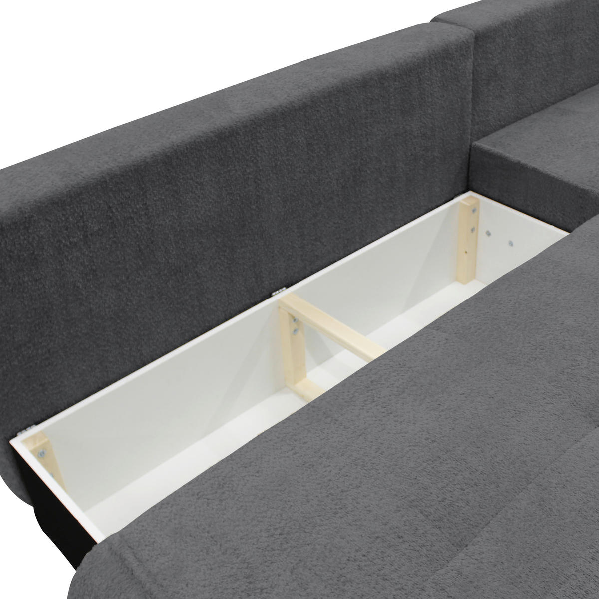 ECKSOFA PAROS Dunkelgrau Bouclé  - Dunkelgrau/Schwarz, Design, Kunststoff/Textil (277/179cm) - MID.YOU