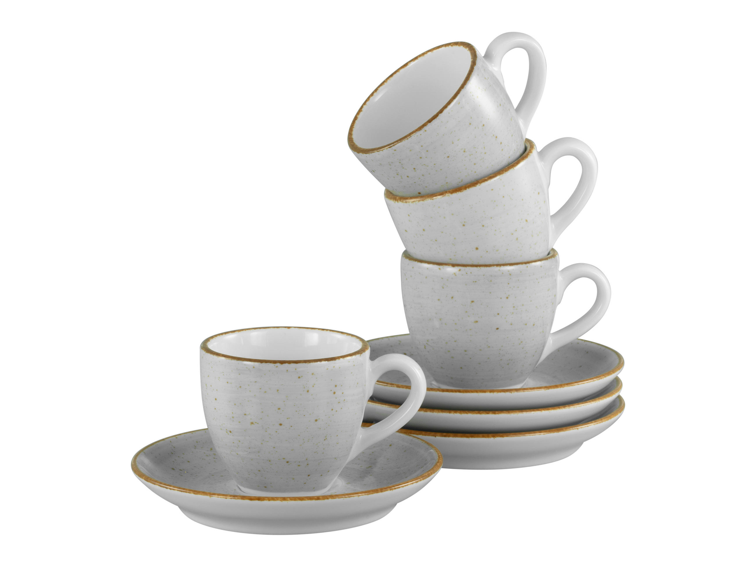 ESPRESSOTASSE MIT UNTERTASSE Vintage Nature Stein 80 ml  - Hellgrau/Weiß, Basics, Keramik - Creatable