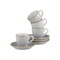 ESPRESSOTASSE MIT UNTERTASSE Vintage Nature Stein 80 ml  - Hellgrau/Weiß, Basics, Keramik - Creatable