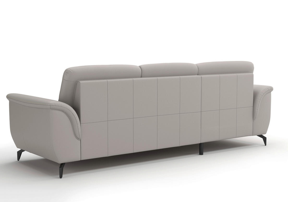 ECKSOFA in Echtleder Hellgrau  - Hellgrau/Schwarz, Modern, Leder/Metall (164/262cm) - Sit & More