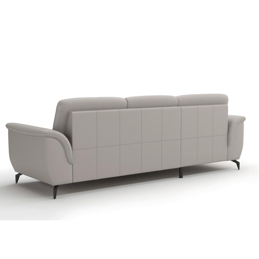 Thumbnail - Sit & More Ecksofa Zora E, Hellgrau, Leder, Echtleder, Nappaleder, 4,5-Sitzer, Ottomane links, L-Form, 262x164 cm, Golde...