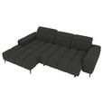 ECKSOFA Anthrazit Flachgewebe Rücken echt, Kopfteilverstellung, Sitztiefenverstellung  - Anthrazit/Schwarz, KONVENTIONELL, Kunststoff/Textil (171/273cm) - Carryhome