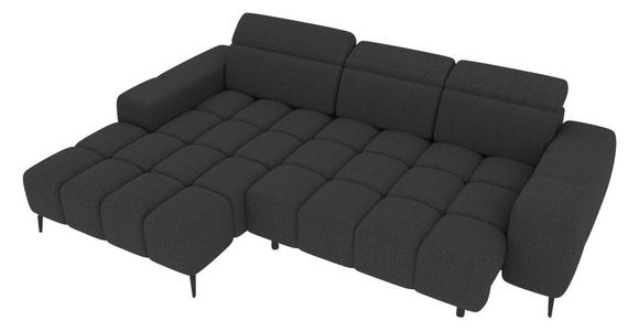 ECKSOFA Anthrazit Flachgewebe Rücken echt, Kopfteilverstellung, Sitztiefenverstellung  - Anthrazit/Schwarz, KONVENTIONELL, Kunststoff/Textil (171/273cm) - Carryhome