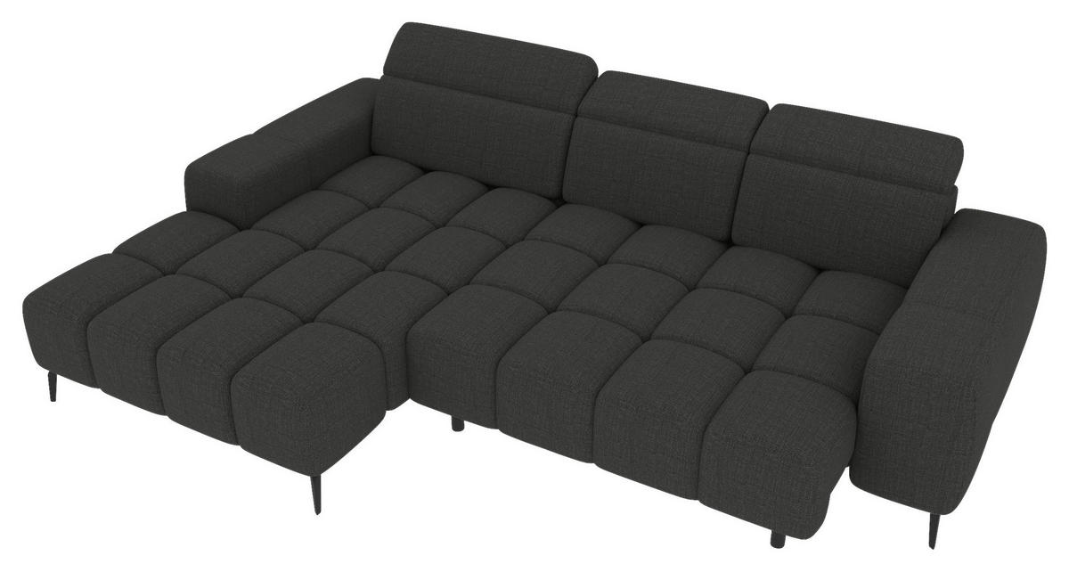 ECKSOFA Anthrazit Flachgewebe Rücken echt, Kopfteilverstellung, Sitztiefenverstellung  - Anthrazit/Schwarz, KONVENTIONELL, Kunststoff/Textil (171/273cm) - Carryhome