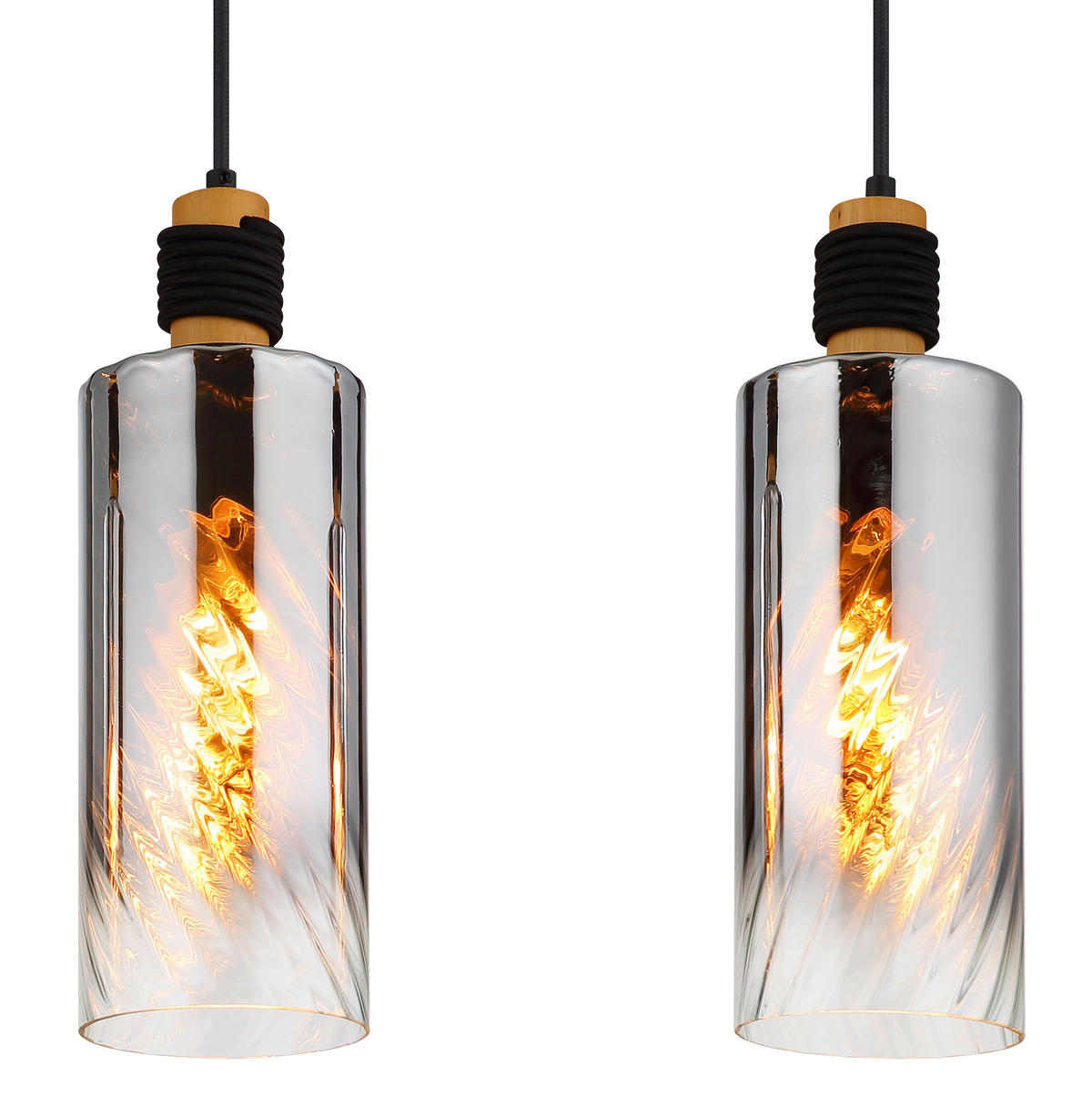 HÄNGELEUCHTE 68/12/150 cm  - Klar/Schwarz, Design, Glas/Holz (68/12/150cm) - Globo