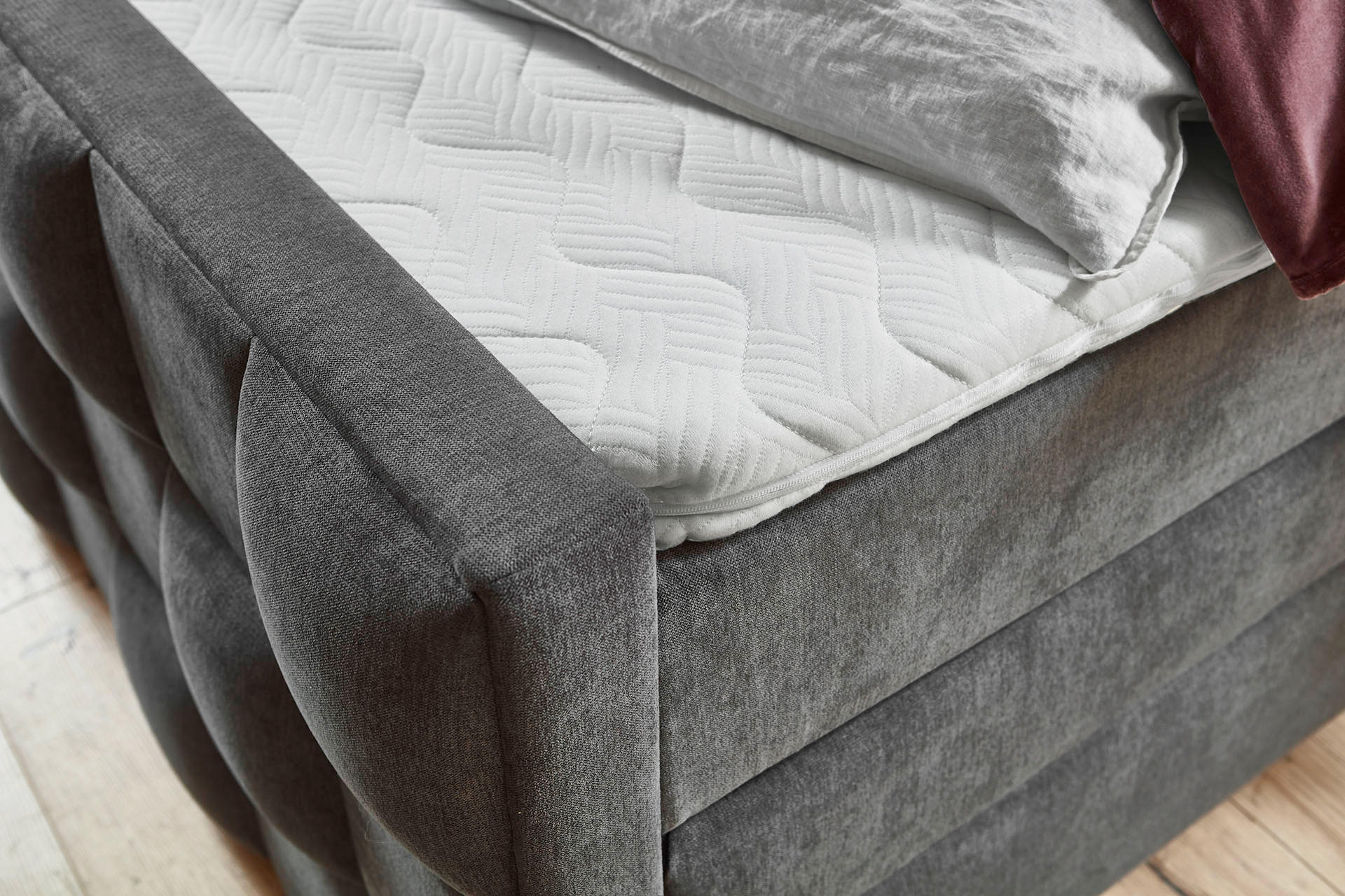 BOXSPRING KREVET     - siva/crna, Moderno, tekstil (185/230cm)
