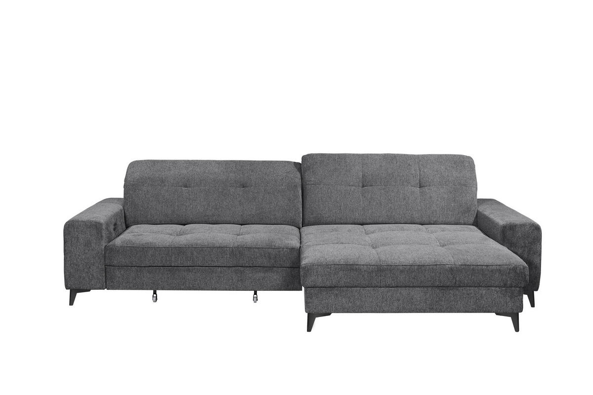 ECKSOFA Mikrovelours Anthrazit  - Anthrazit/Schwarz, Design, Kunststoff/Textil (328/182cm) - MID.YOU