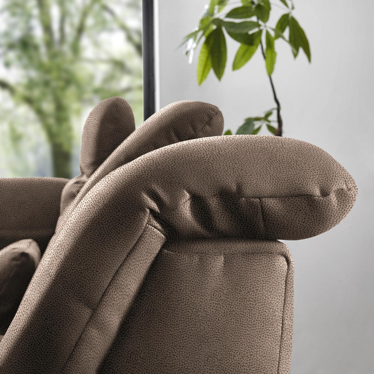 ECKSOFA  in Flachgewebe Sandfarben  195/309 cm  - Sandfarben/Chromfarben, Design, Textil (195/309cm) - Beldomo Style