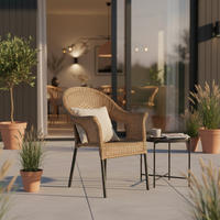 GARTENSESSEL-SET Metall, Kunststoff Graphitfarben, Naturfarben  - Graphitfarben/Naturfarben, ROMANTIK / LANDHAUS, Kunststoff/Metall (67/87/61cm) - Gardenson