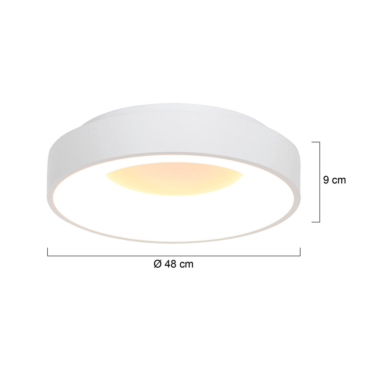 LED-DECKENLEUCHTE Ringlede 48/9 cm   - Weiß, KONVENTIONELL, Kunststoff/Metall (48/9cm)