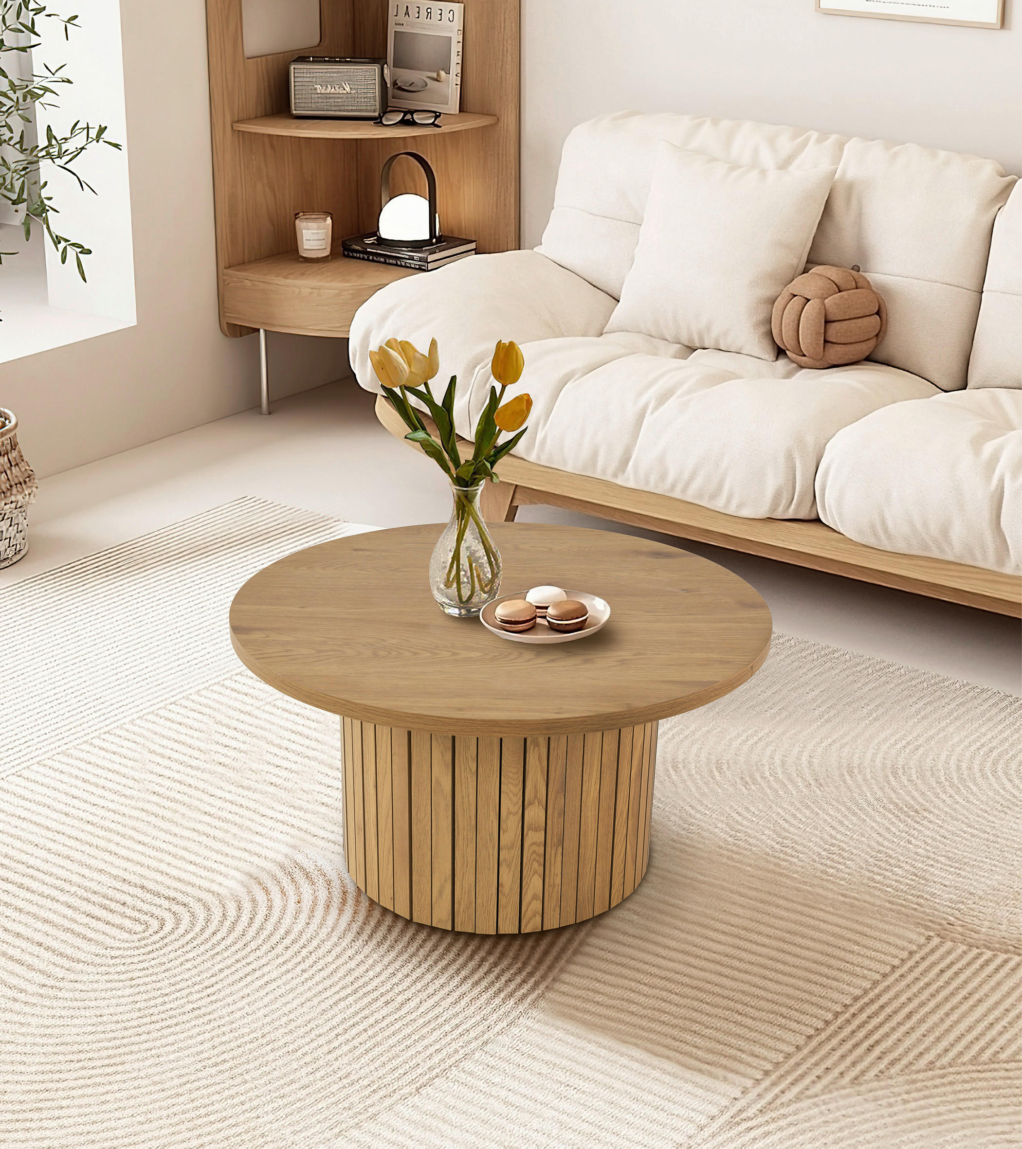 Thumbnail - Carryhome Couchtisch, Eiche, Holzwerkstoff, rund, rund, 80x42x80 cm, einfacher Aufbau, Wohnzimmer, Wohnzimmertische, Cou...