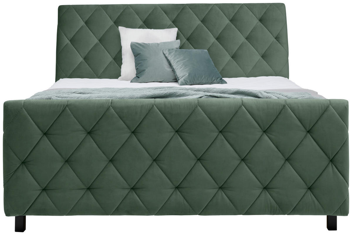 BOXSPRINGBETT 180/200 cm  in Grün  - Schwarz/Grün, KONVENTIONELL, Holz/Textil (180/200cm) - Ti'me