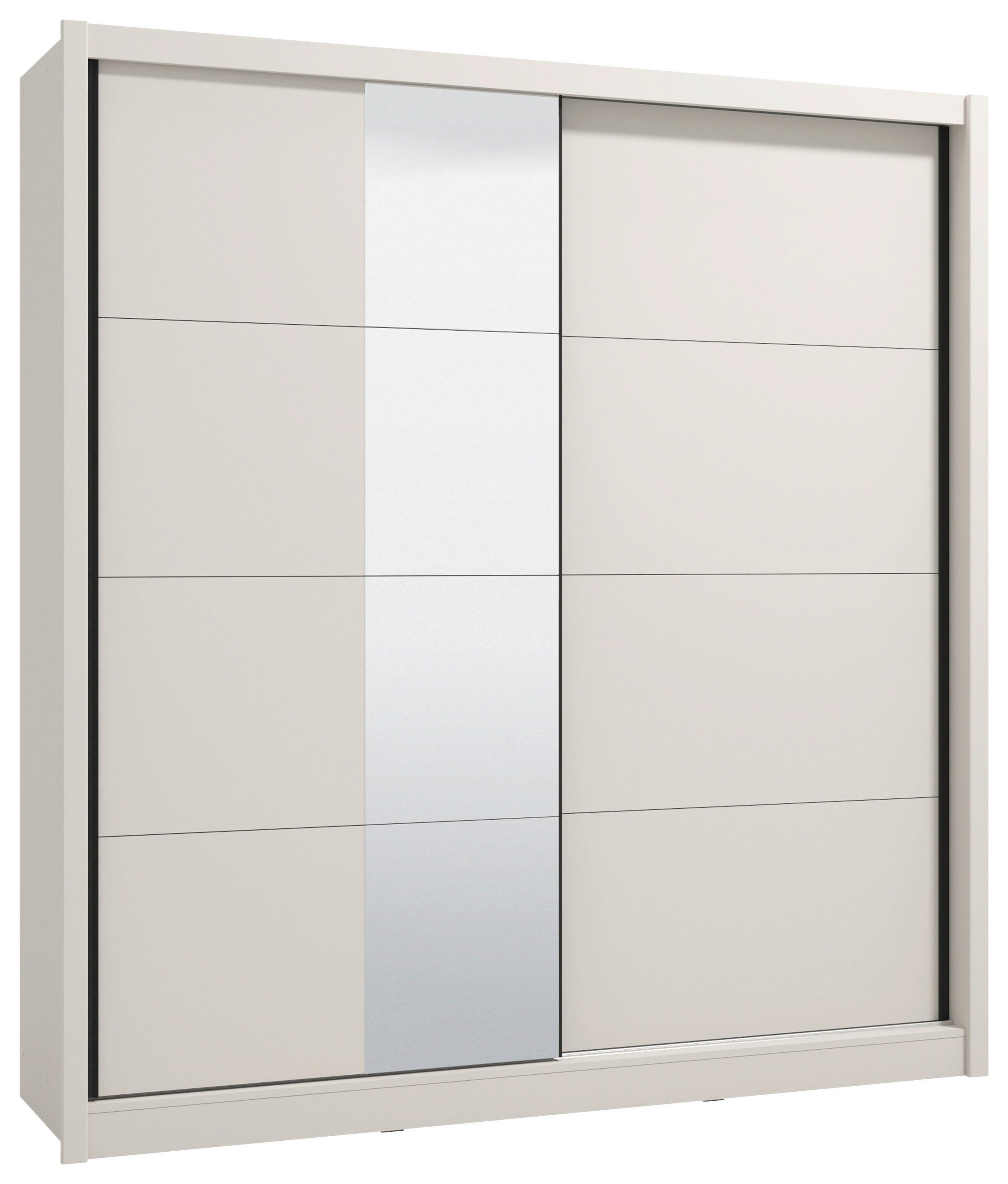 SCHIEBETÜRENSCHRANK 205/215,5/60 cm 2-türig Kaschmir  - Kaschmir/Schwarz, MODERN, Holzwerkstoff/Metall (205/215,5/60cm) - MID.YOU