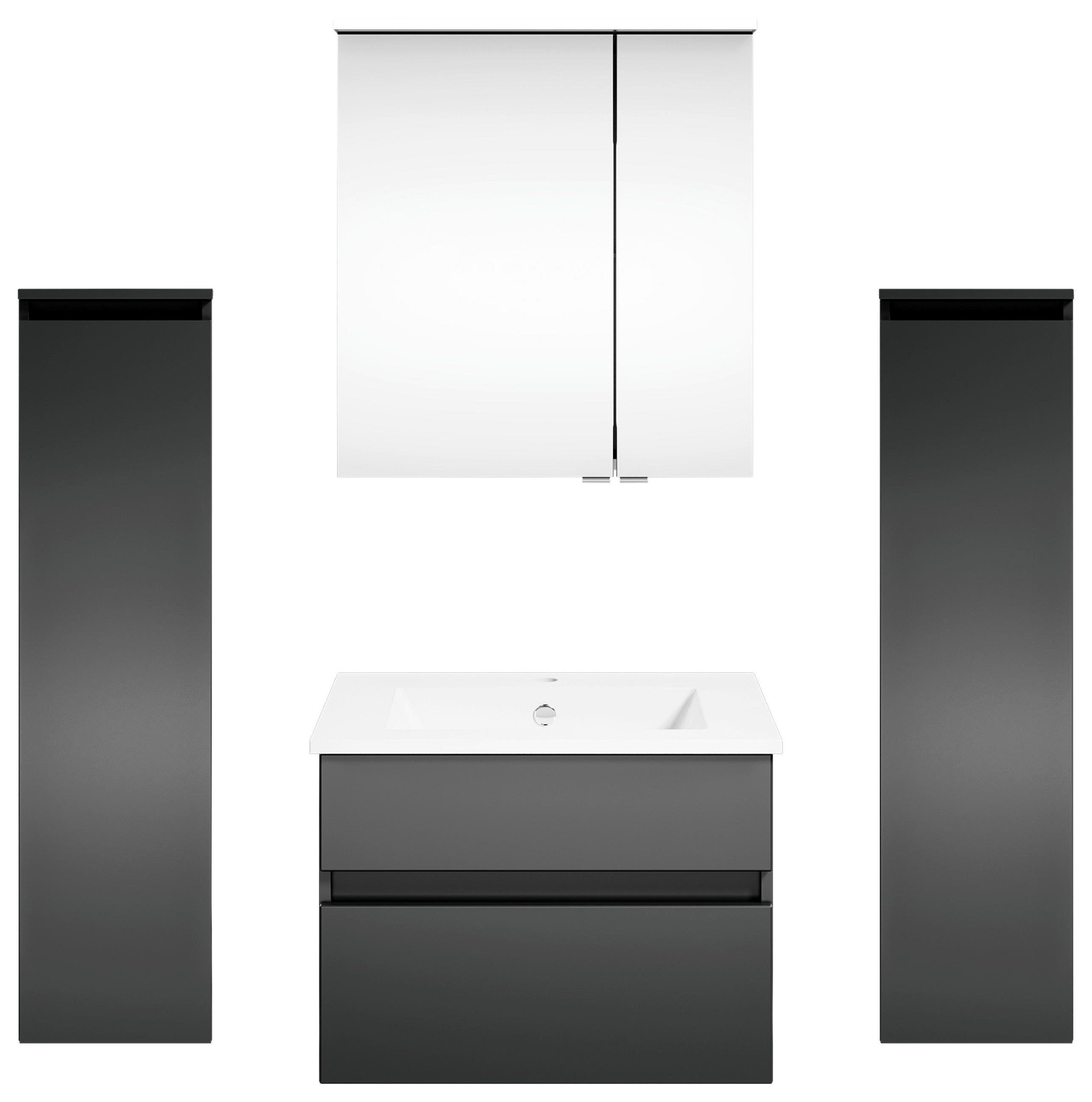 BADEZIMMER 5-teilig  in 122,4 cm  - Dunkelgrau/Anthrazit, KONVENTIONELL, Holzwerkstoff (122,4cm) - Puris