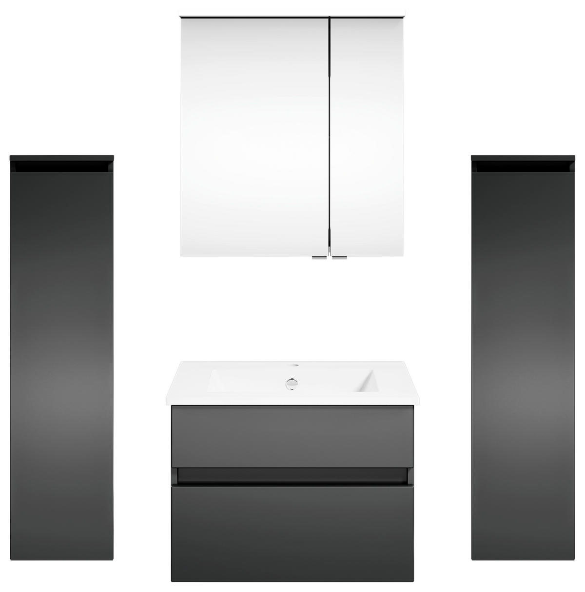 BADEZIMMER 5-teilig  in 122,4 cm  - Dunkelgrau/Anthrazit, KONVENTIONELL, Holzwerkstoff (122,4cm) - Puris