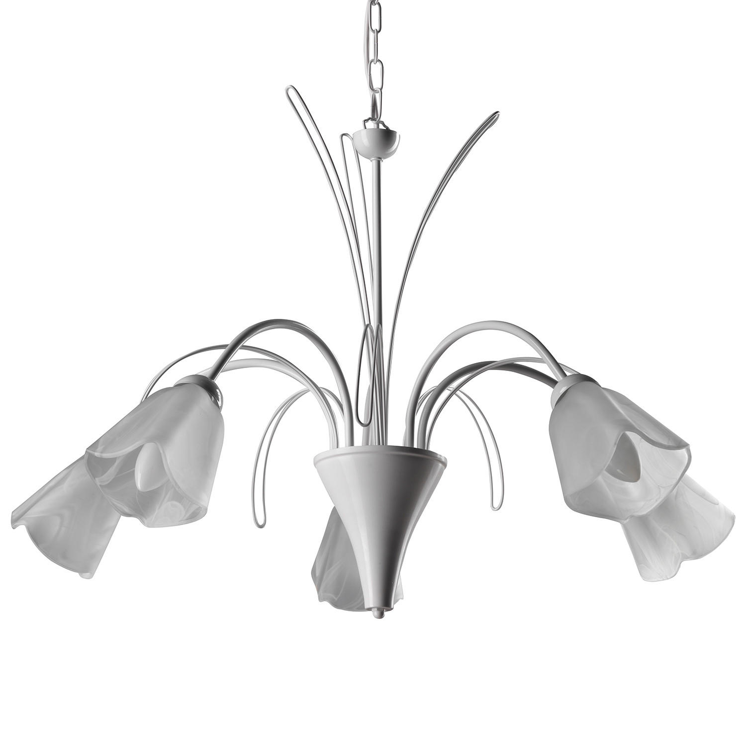 KRONLEUCHTER 70/100 cm   - Weiß, KONVENTIONELL, Glas/Metall (70/100cm)