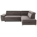 ECKSOFA  in Mikrofaser Taupe  - Taupe/Chromfarben, KONVENTIONELL, Textil/Metall (271/206cm) - Carryhome