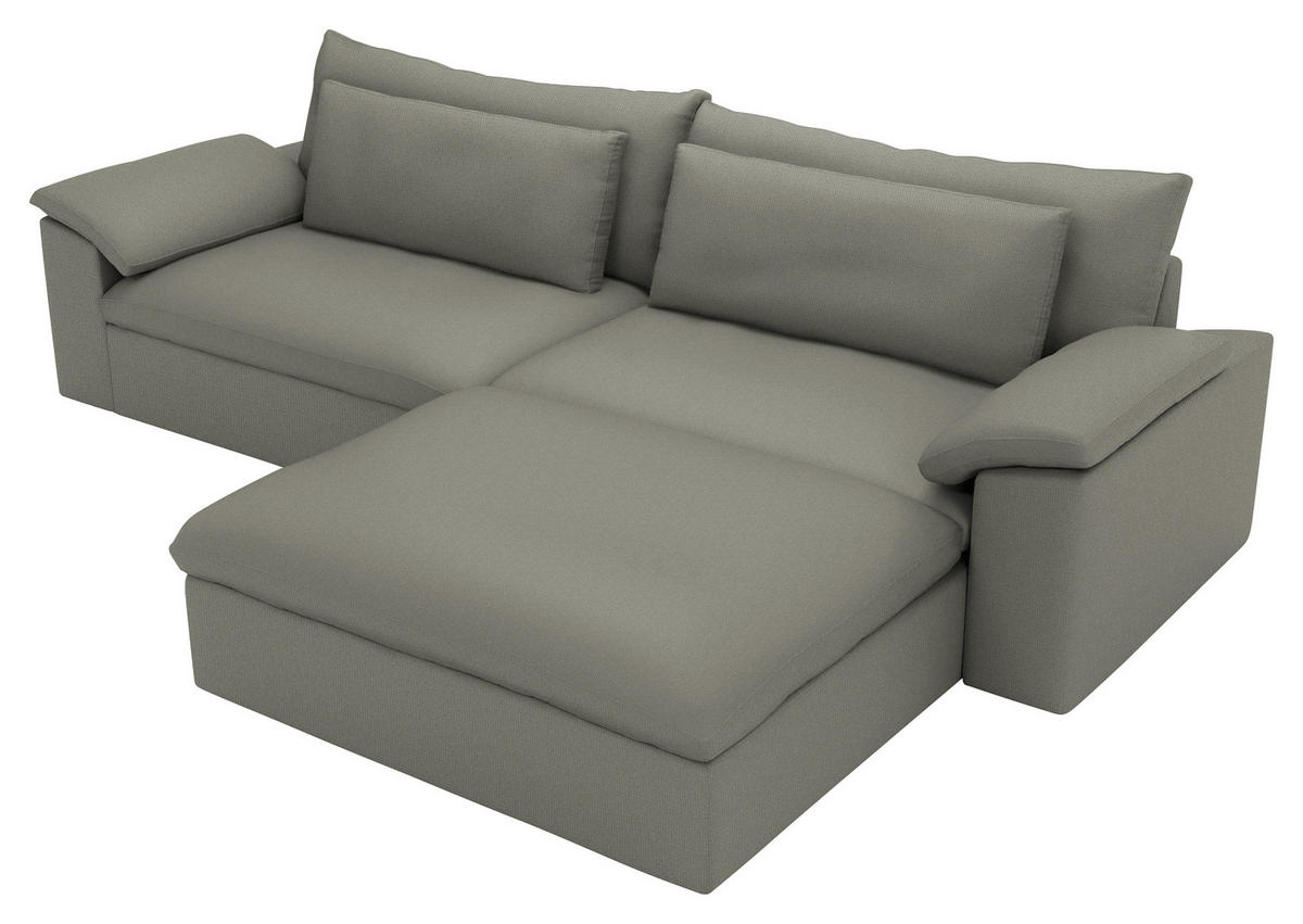 ECKSOFA  Chenille Graubraun  - Graubraun/Schwarz, Modern, Kunststoff/Textil (306/198cm) - Carryhome