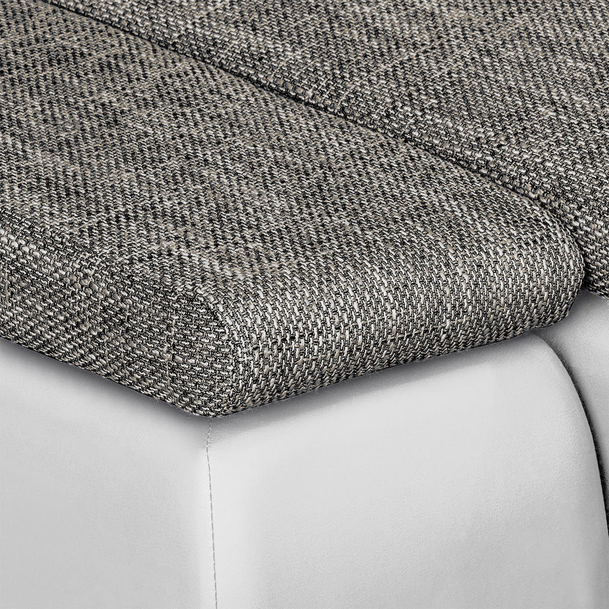 ECKSOFA Grau, Weiß Textilgeflecht  - Chromfarben/Schwarz, Design, Textil (266/175cm) - Livetastic