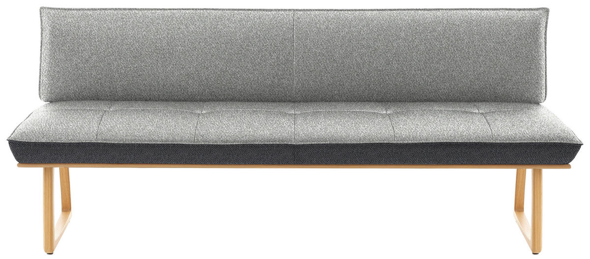 SITZBANK in Holz, Textil Grau, Hellgrau, Wildeiche  - Wildeiche/Eichefarben, Design, Holz/Textil (214/88/66cm) - Koinor