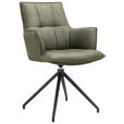 ARMLEHNSTUHL  Typenauswahl, Sitzfläche 360° drehbar, automatische Rückholfunktion Mikrofaser  - Schwarz/Olivgrün, Design, Textil/Metall (59/89,5/63cm) - Novel