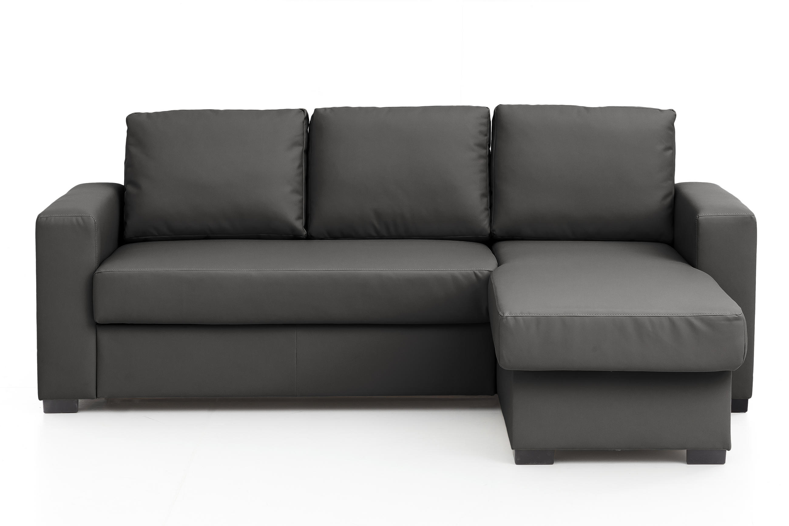 ECKSOFA in Lederlook Dunkelgrau  - Dunkelgrau, Basics, Kunststoff/Textil (220/150cm) - MID.YOU