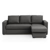 ECKSOFA Dunkelgrau Lederlook  - Dunkelgrau, Basics, Kunststoff/Textil (220/150cm) - MID.YOU