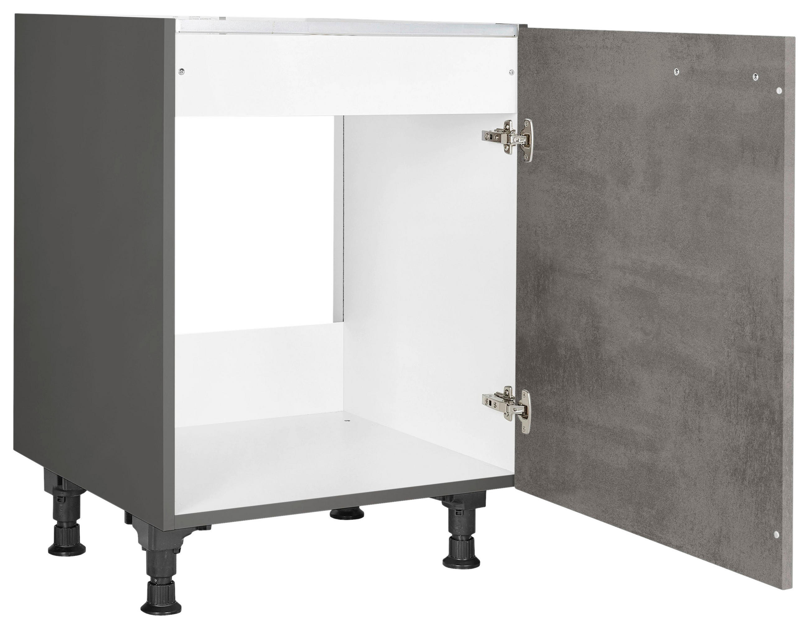 SPÜLENUNTERSCHRANK 60/87/56 cm  in Schieferfarben  - Schieferfarben/Edelstahlfarben, MODERN, Holzwerkstoff/Metall (60/87/56cm) - Nobilia