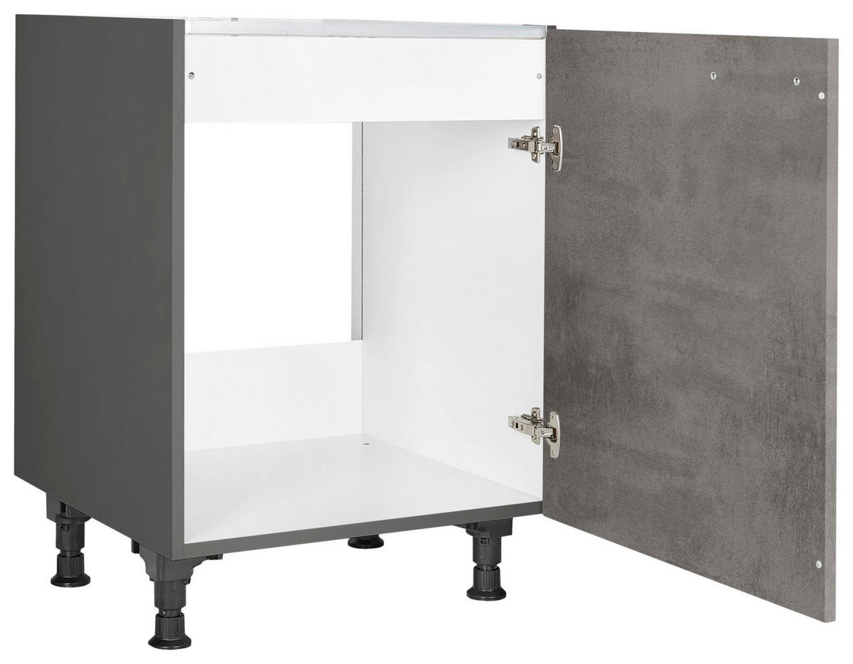 SPÜLENUNTERSCHRANK 60/87/56 cm  in Schieferfarben  - Schieferfarben/Edelstahlfarben, MODERN, Holzwerkstoff/Metall (60/87/56cm) - Nobilia