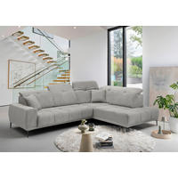 ECKSOFA NESTO Grau Chenille Zierkissen, Kopfteilverstellung, Sitzvorzug  - Schwarz/Grau, Basics, Textil/Metall (305/232cm) - Livetastic
