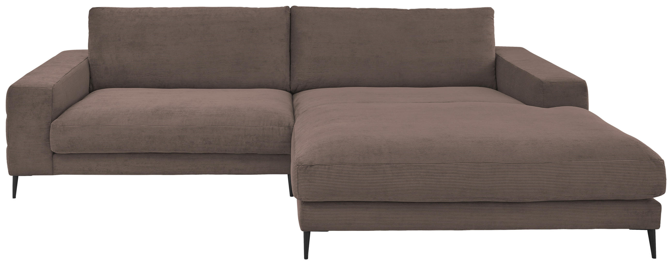 ECKSOFA Ottomane rechts  Badia Base Taupe Feincord  - Taupe/Schwarz, Design, Textil/Metall (293/207cm) - Dieter Knoll