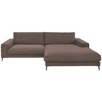 ECKSOFA Ottomane rechts  Badia Base Taupe Feincord  - Taupe/Schwarz, Design, Textil/Metall (293/207cm) - Dieter Knoll