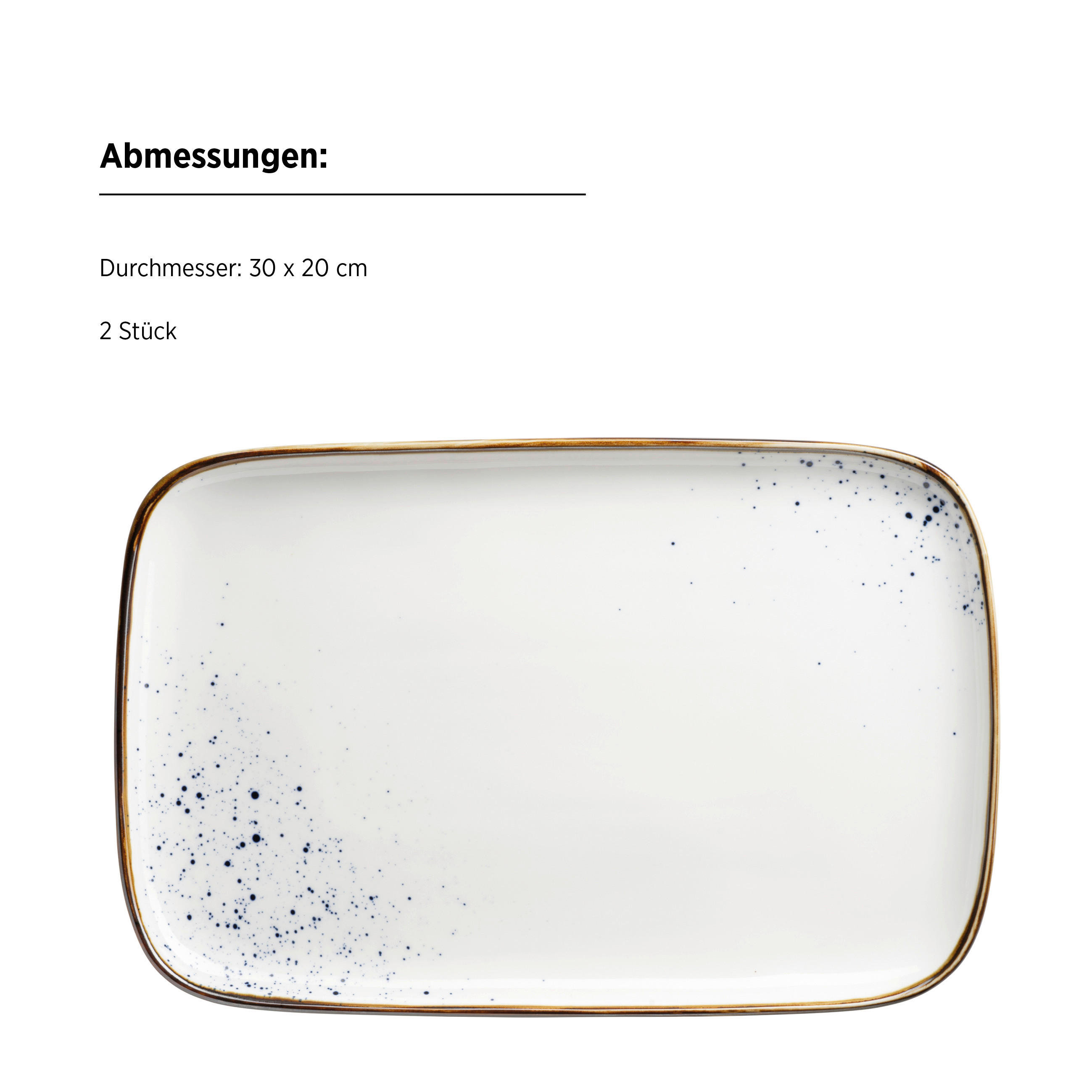 Thumbnail - Mäser Servierplatten-Set Pintar, Blau, Beige, Keramik, 2-teilig, rechteckig, 30x2x20 cm, lebensmittelecht, Tischkultur &...