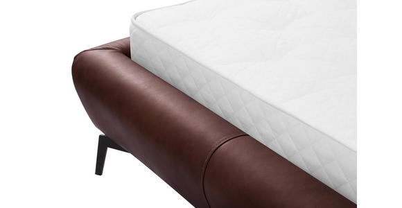 POLSTERBETT 180/200 cm,  in Dunkelbraun, gepolstertes Kopfteil,  - Dunkelbraun/Schwarz, Design, Leder/Metall (180/200cm) - Esposa