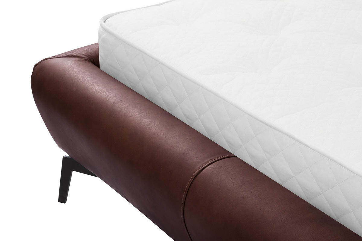 POLSTERBETT gepolstertes Kopfteil Dunkelbraun 180/200 cm  - Dunkelbraun/Schwarz, Design, Leder/Metall (180/200cm) - Esposa