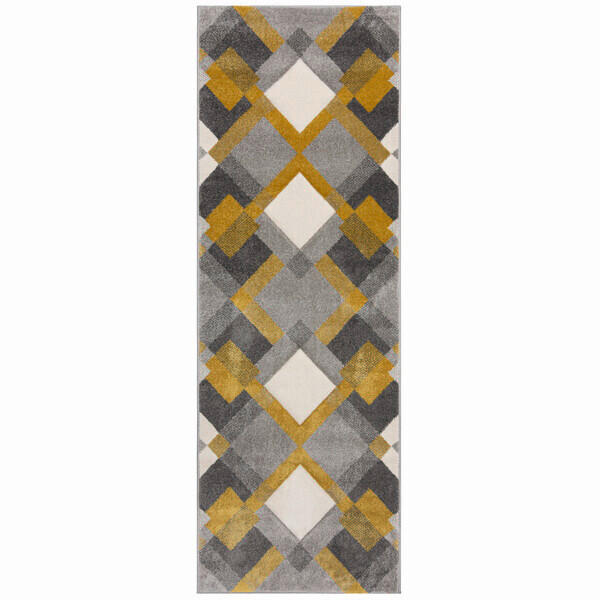WEBTEPPICH 80/230 cm NIMBUS Grau, Dunkelgelb  - Dunkelgelb/Grau, KONVENTIONELL, Textil (80/230cm)