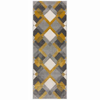 WEBTEPPICH 80/230 cm NIMBUS Grau, Dunkelgelb  - Dunkelgelb/Grau, KONVENTIONELL, Textil (80/230cm)